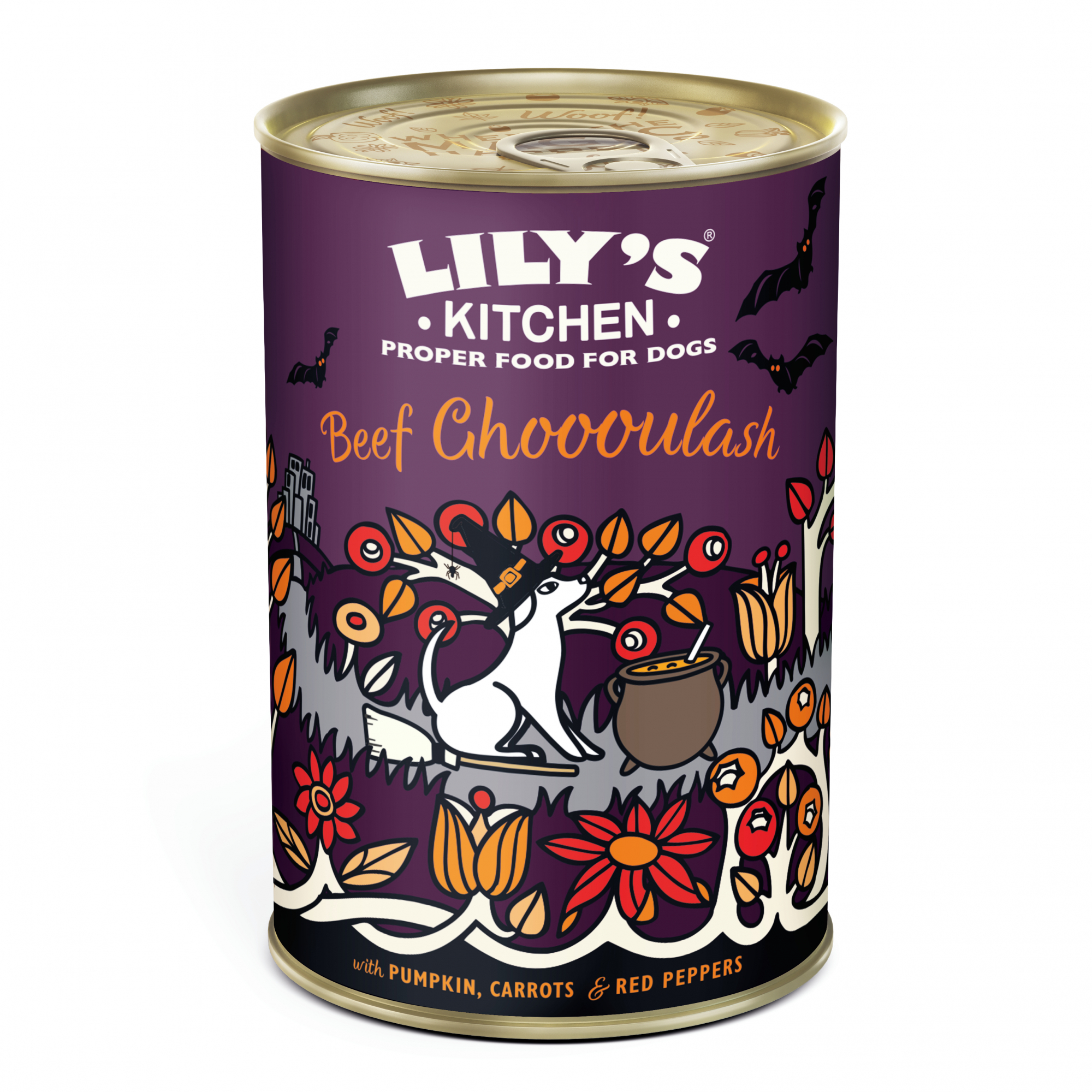 Lily's Kitchen Paté Dog Tin Halloween Manzo Goulash 400g