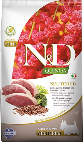 FARMINA N&D Quinoa esterilizado pato para cão adulto mini 2,5KG