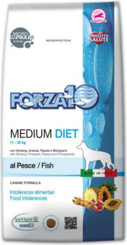 FORZA10 Diet Medium Diet au Poisson pour chien adulte