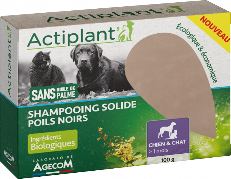Shampoo sólido para cães com pêlo escuro Actiplant