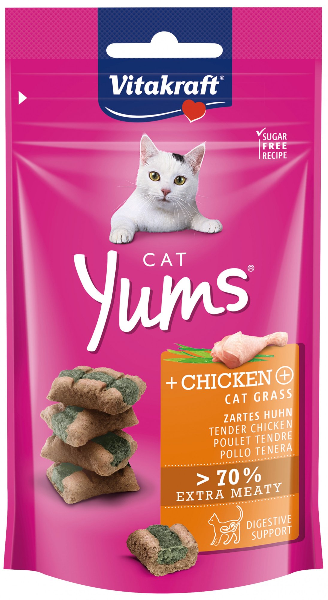 VITAKRAFT Cat Yums - Snack per gatti sapore Pollo + Gatto Grasso 40 g