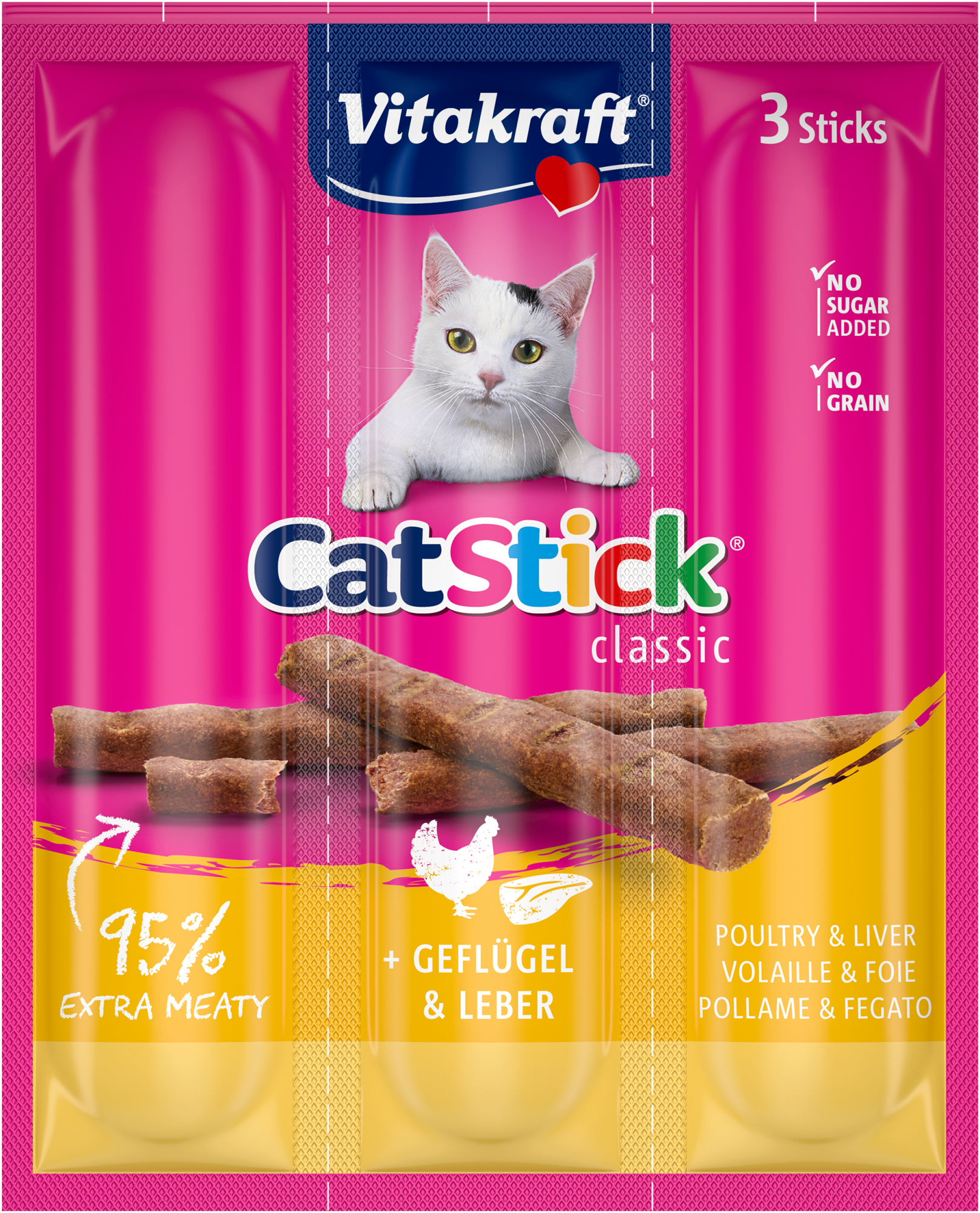 VITAKRAFT Cat-Stick Mini - Knabberspaß für Katzen - verschiedene Geschmackssorten