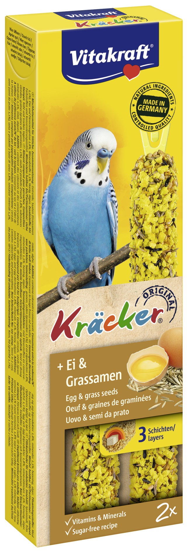 VITAKRAFT Kräcker Ei & Grassamen - Leckereien für Sittiche -