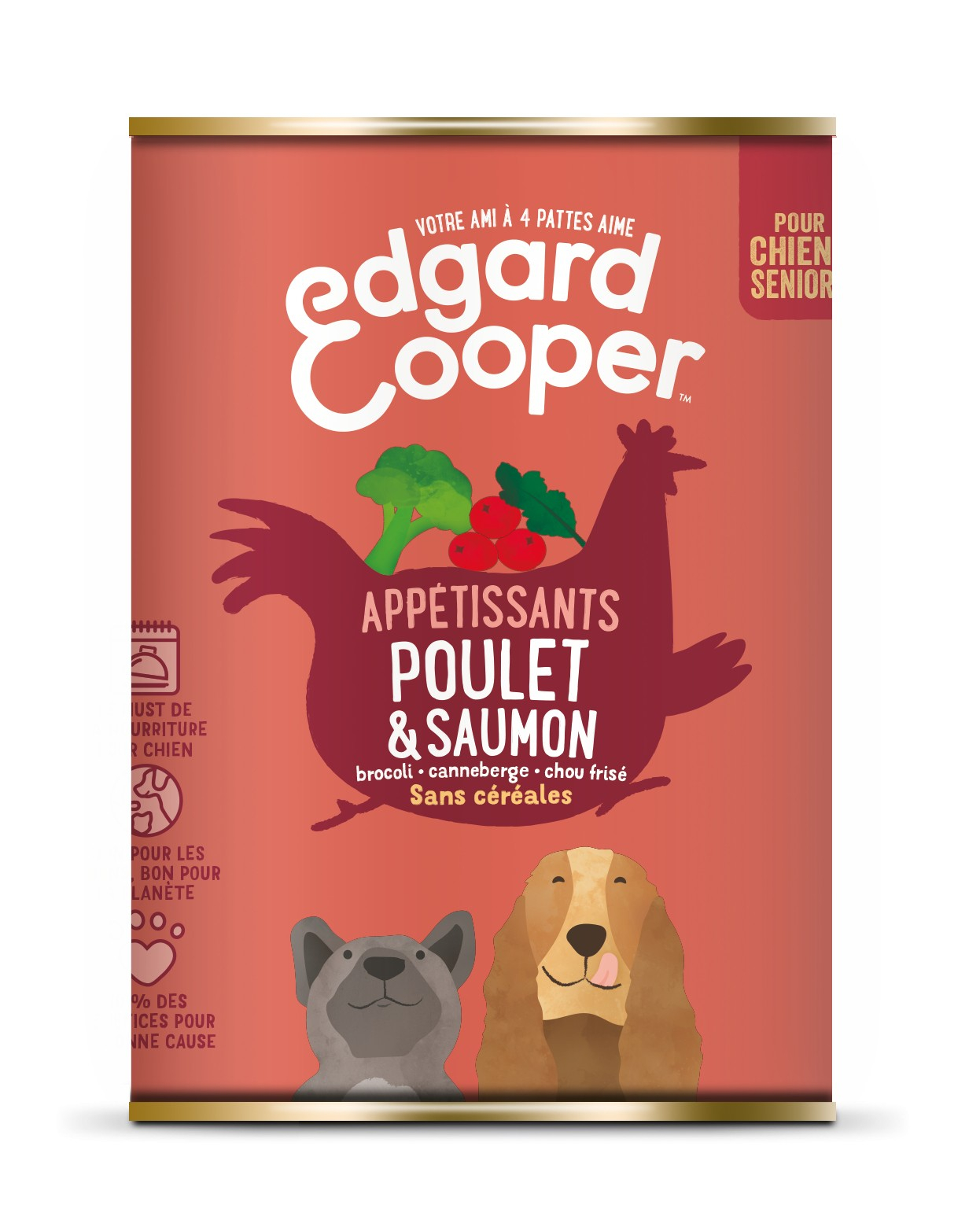 Edgard & Cooper Nassfutter mit Hühnchen und frischem Lachs für ältere Hunde in einem Schälchen