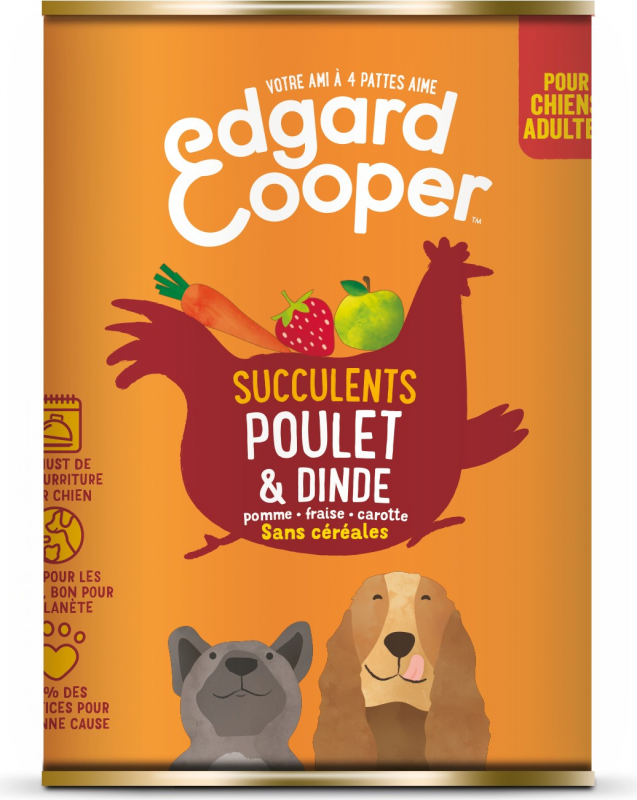 Edgard & Cooper Boite Pâtée Poulet et Dinde fraîche pour Chien Adulte 