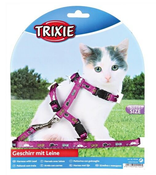 Trixie Harnais Y en maille avec laisse élastique pour chat