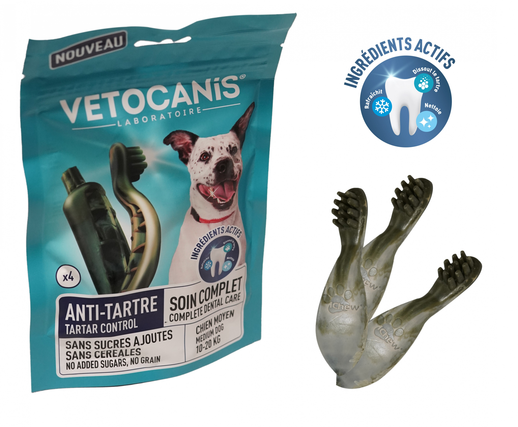 VETOCANIS Snacks gegen Zahnstein gegen für mittelgroße Hunde x 4