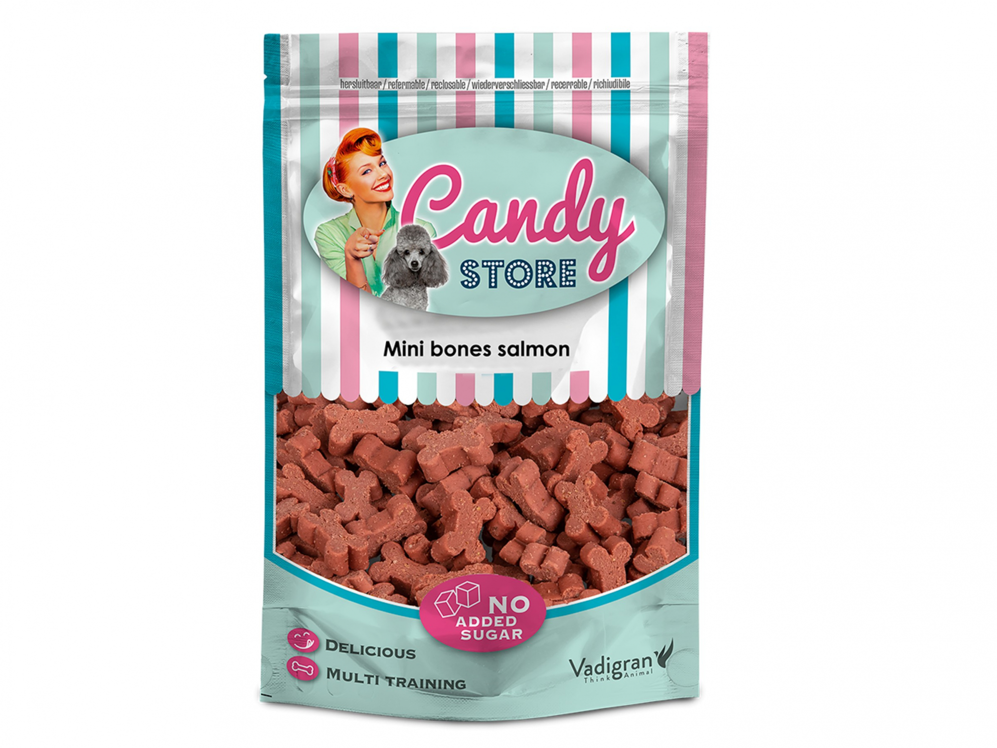 Hunde Snacks Candy Mini Knochen mit Lachs 180gr