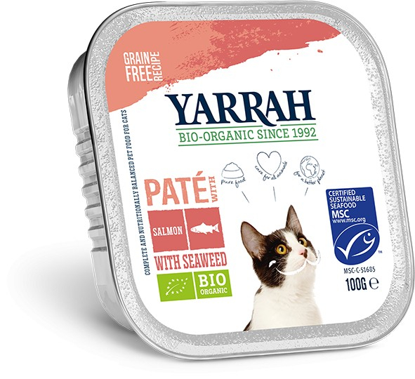 YARRAH Multipack 8x100g de patés para gato de salmón, sin cereales