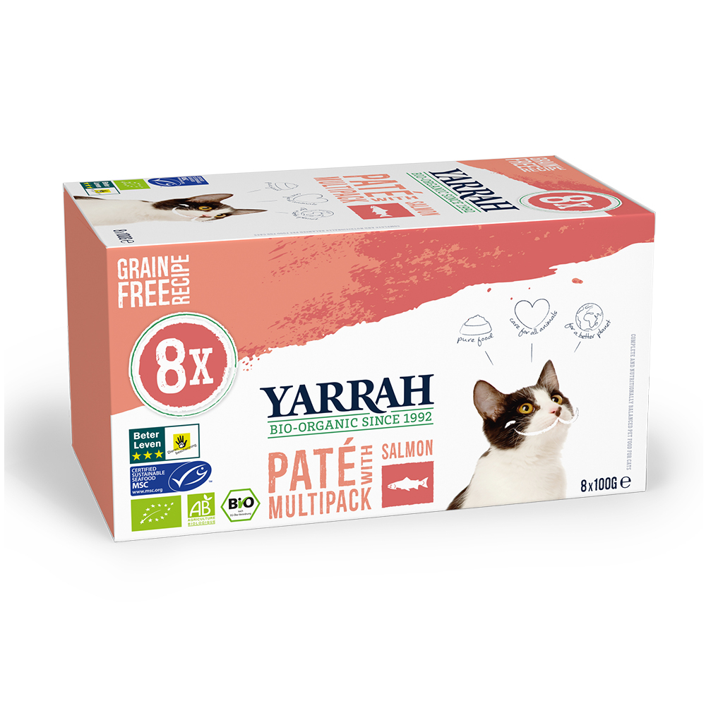 YARRAH Multipack 8x100g patè per gatti al salmone senza cereali