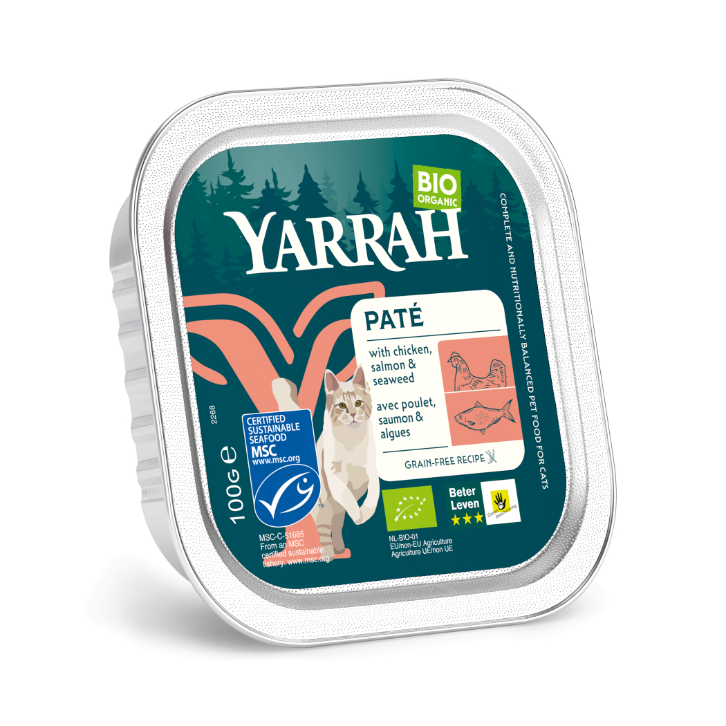 YARRAH Multipack 8x100g de patês para gato com salmão, sem grãos