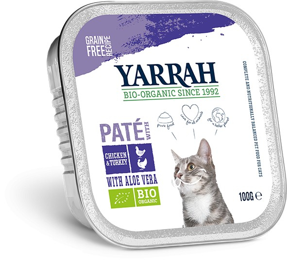 YARRAH Multipack 8x100g Nassfutter mit Huhn und Puten für Katzen, getreidefrei