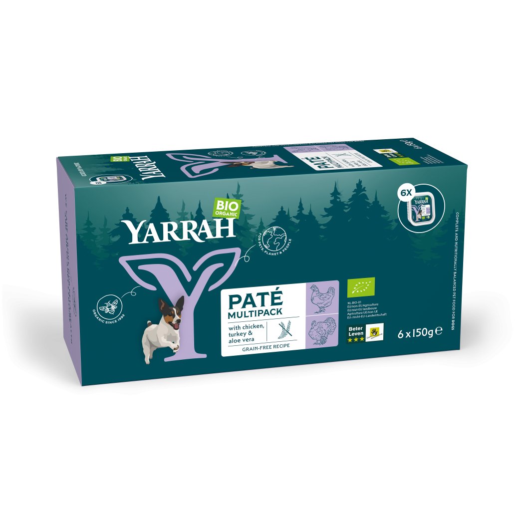 YARRAH Multipack 6x150g Hundefutter mit Huhn & Pute, getreidefrei