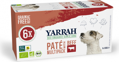 YARRAH Multipack 6x150g de patés para perro de buey sin cereales