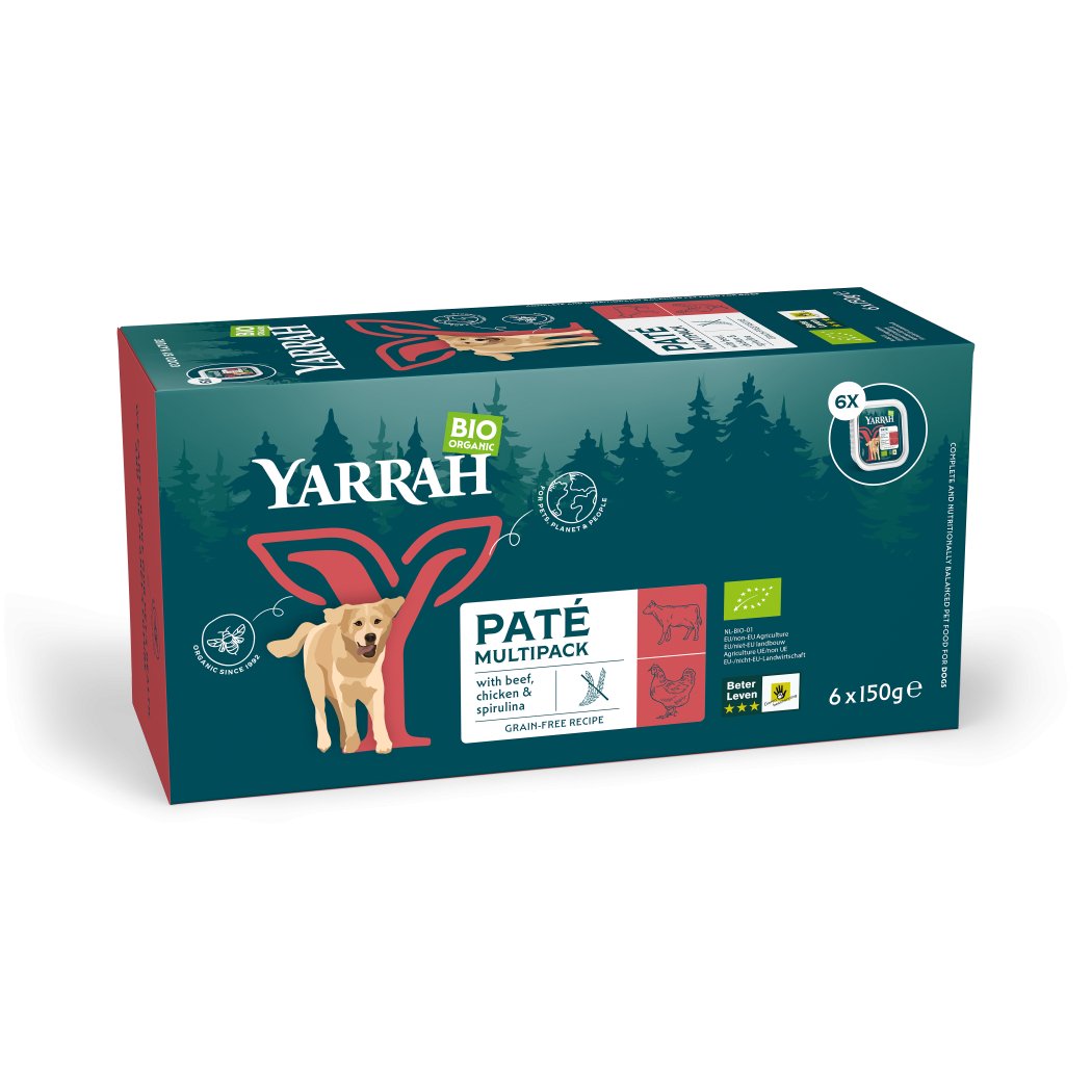 YARRAH Multipack 6x150g Hundenassfutter mit Rindfleisch, getreidefrei