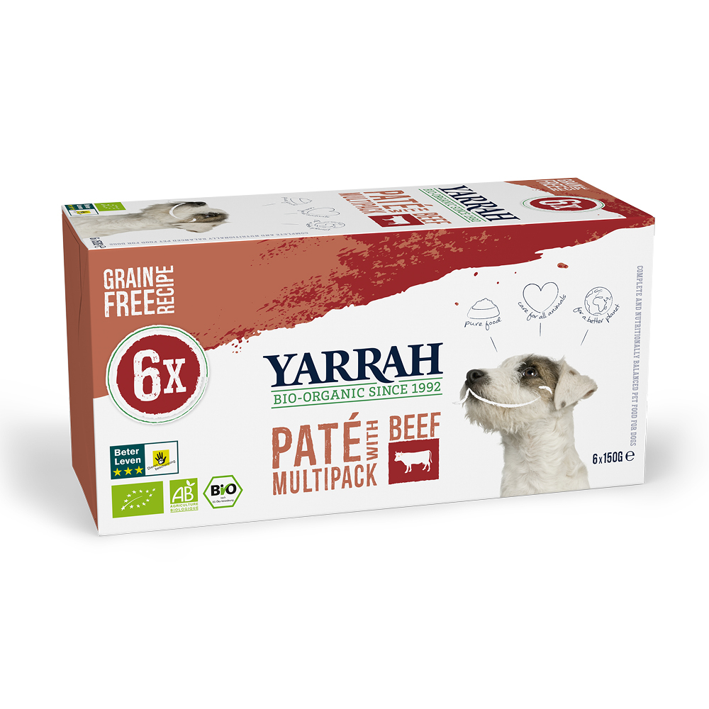 YARRAH Multipack 6x150g natvoer voor honden, met rund