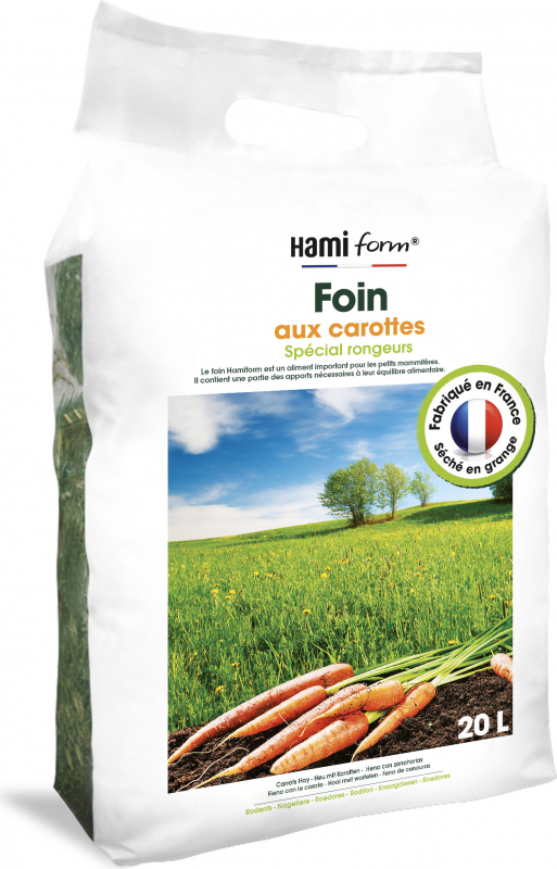 Hamiform Foin premium à la carotte pour rongeurs - 20L 