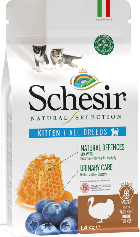 Schesir Natural Selection para gatitos Pavo sin cereales