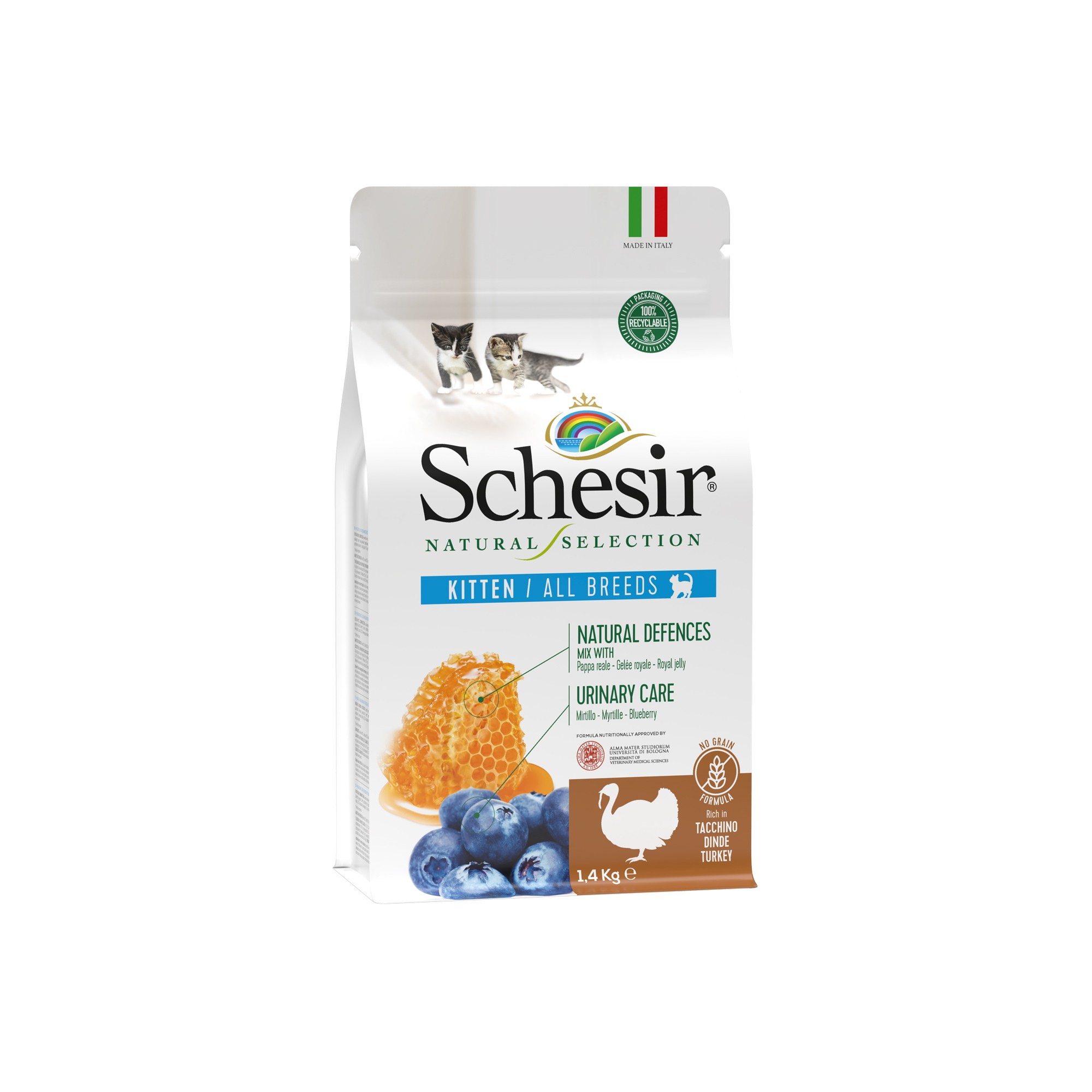 Schesir Natural Selection - Ração seca sem cereais de peru para gatinho