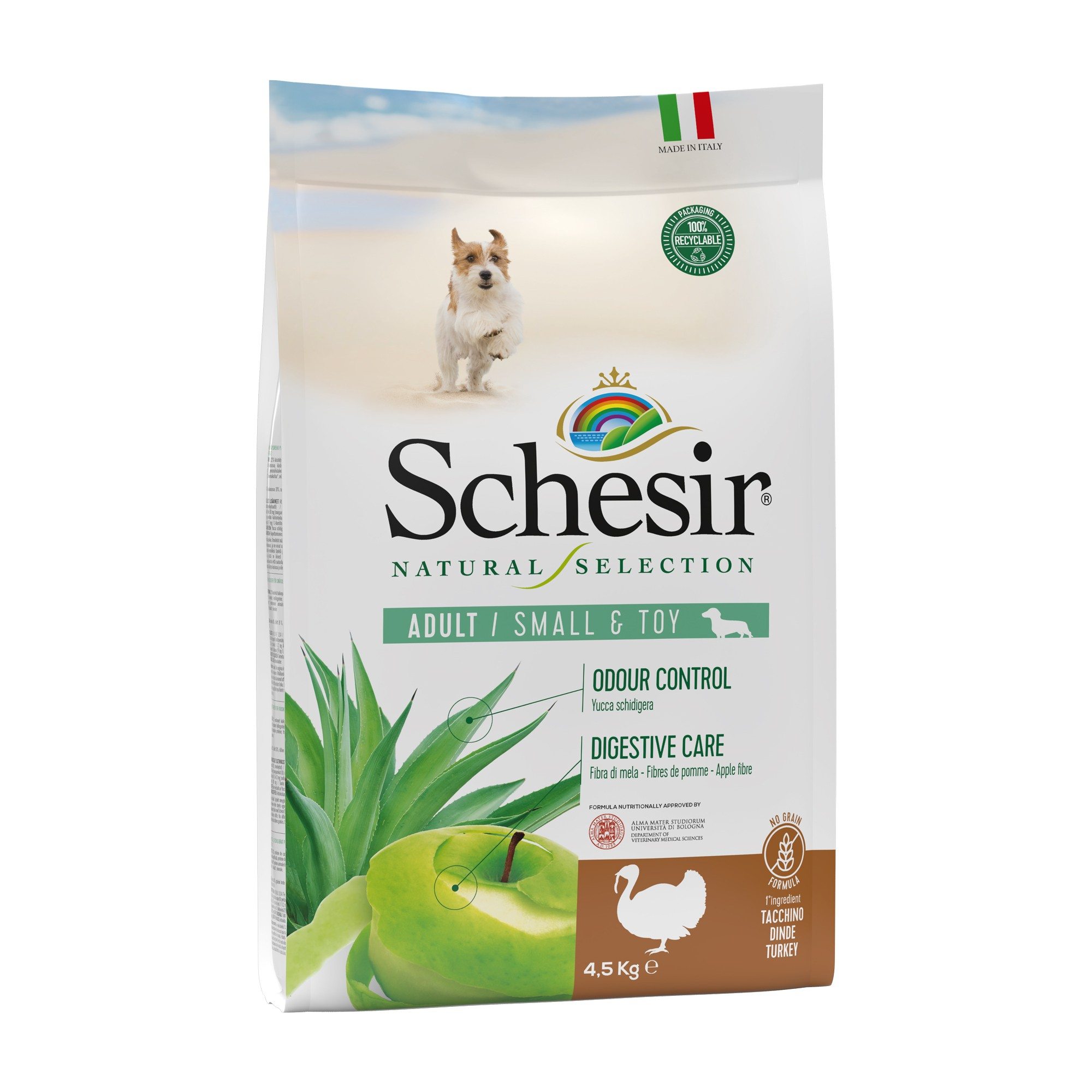 Schesir Natural Selection - Alimento seco de peru sem cereais para cão adulto de porte pequeno