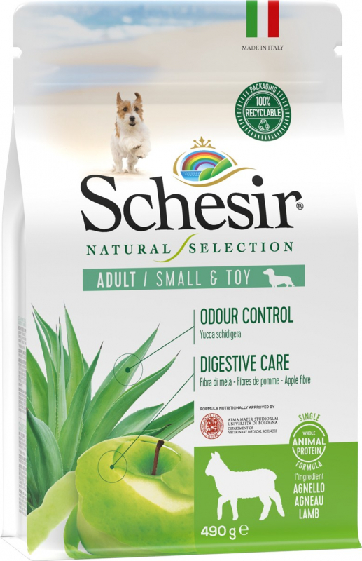 Schesir Natural Selection - Alimento seco monoproteico de cordeiro para cão de porte pequeno adulto