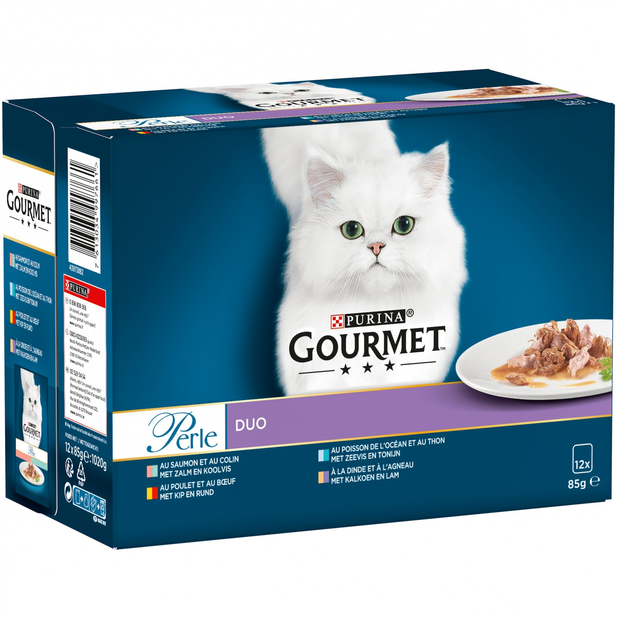 GOURMET PERLE Cat Duo met vlees & vis - 12x85gr