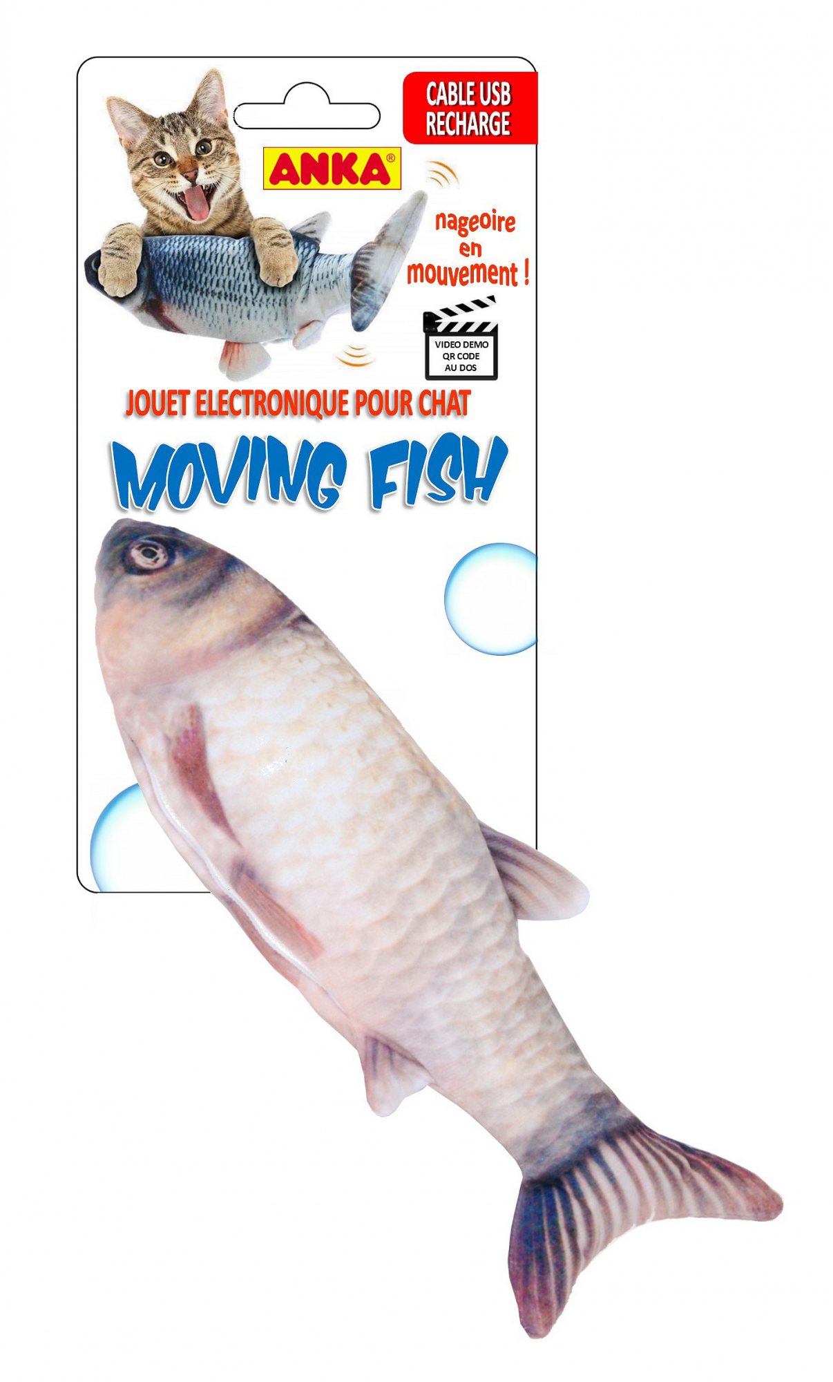 Moving fish juguete electrónico para gatos 31cm beige