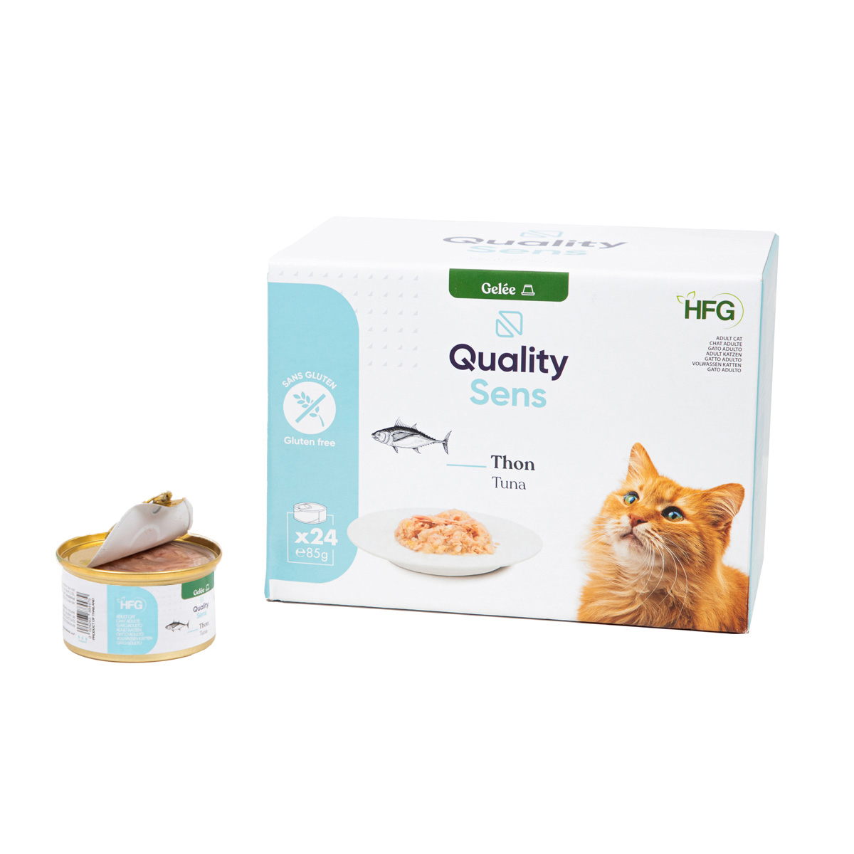 QUALITY SENS HFG Comida húmeda en gelatina 100% natural 85g para gatos y gatitos - 6 recetas para escoger