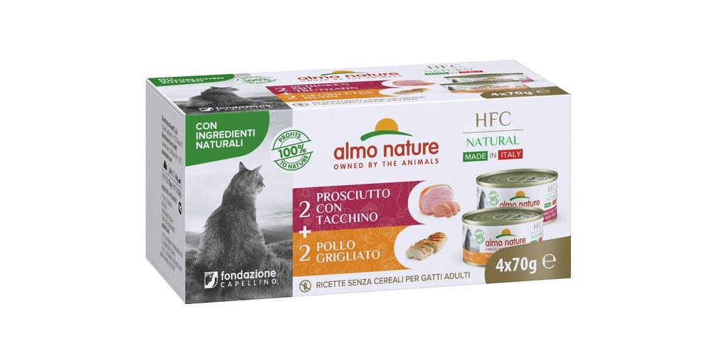 ALMO NATURE Multipack HFC Natural - Alimento húmido para gato 4 x 70gr vários sabores disponíveis