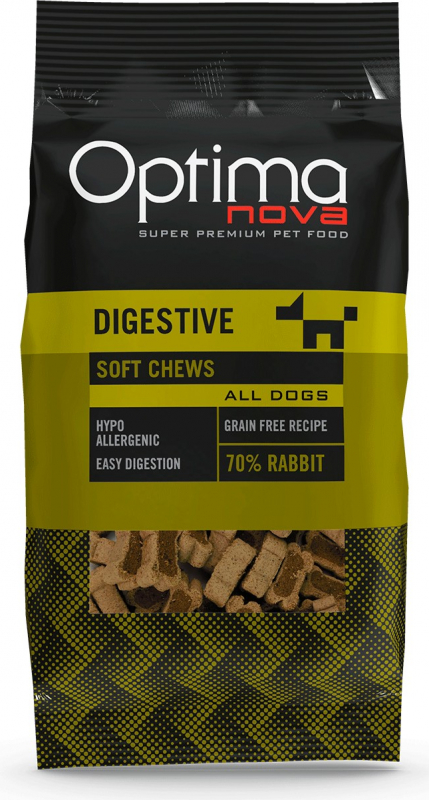 OPTIMANOVA Snacks Digestive Soft Chews, lapin sans céréales 150g