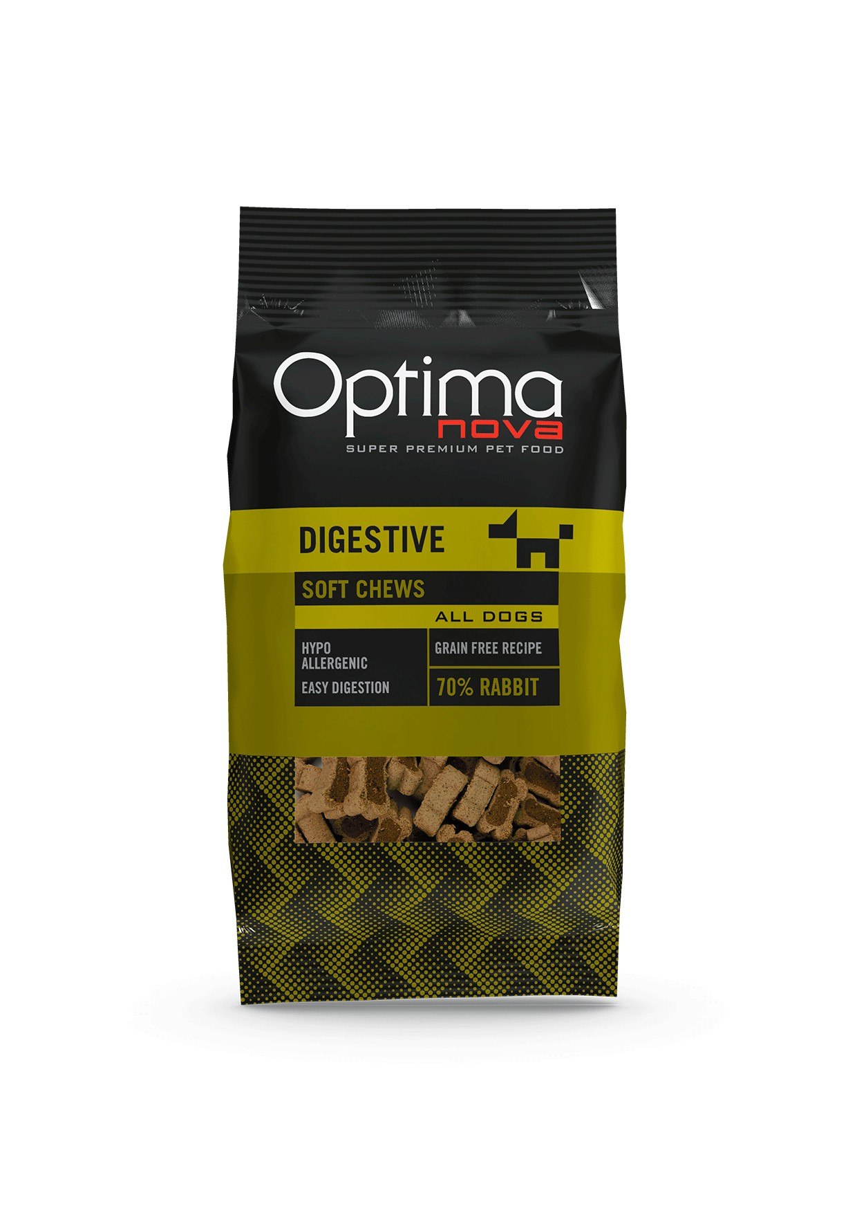 OPTIMANOVA Snacks Digestive Soft Chews, konijn 150g