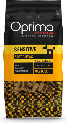 OPTIMANOVA Snacks Sensitive Soft Chews, canard sans céréales 150g