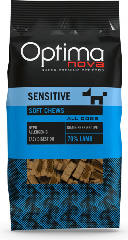 OPTIMANOVA Snacks Sensitive Soft Chews, agneau sans céréales 150g