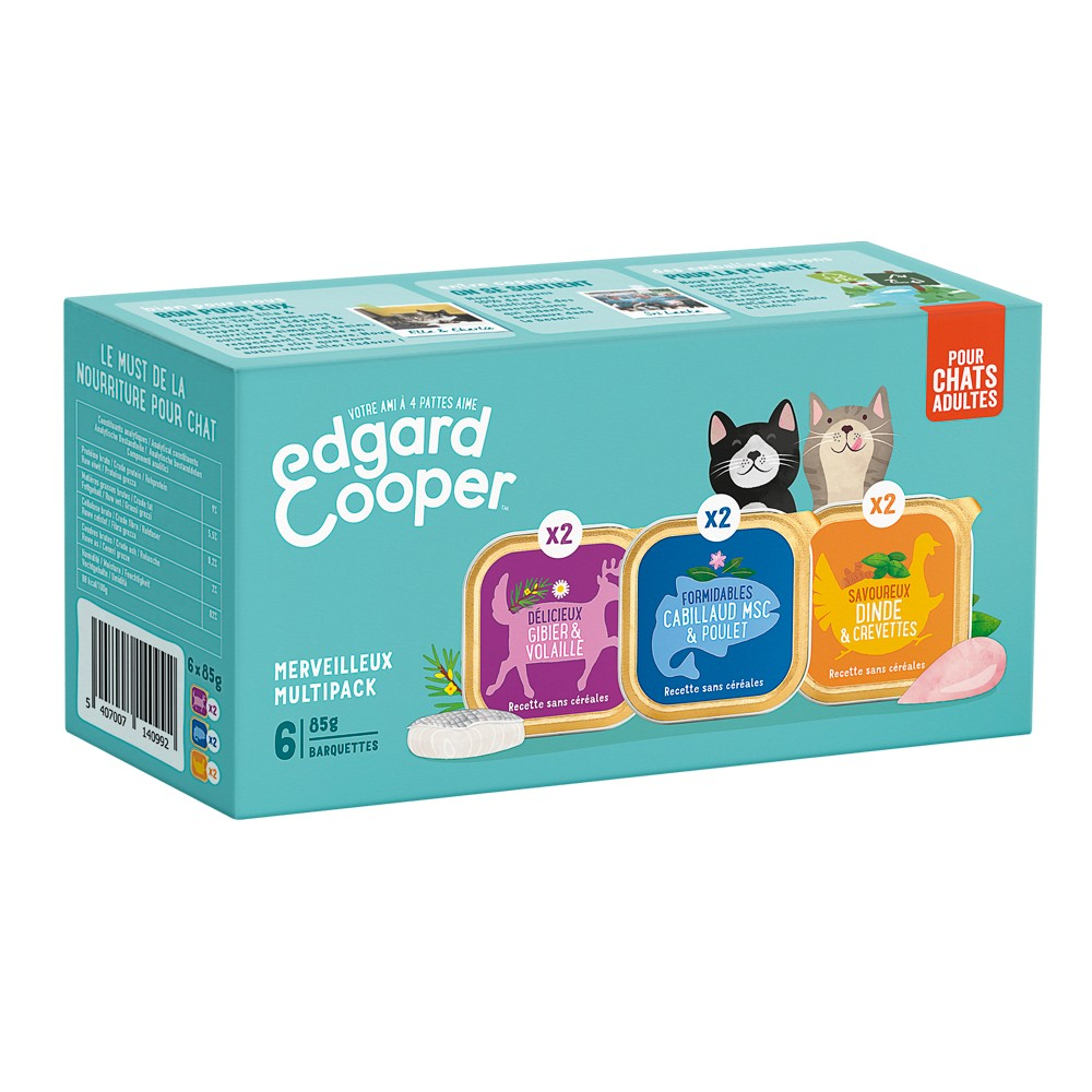 Edgard & Cooper Multipack Patées Naturelles Sans Céréales pour Chat Adulte 6x85g 