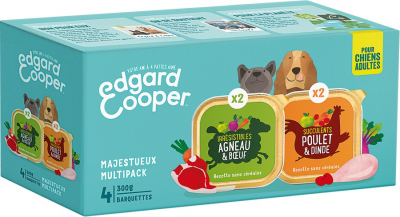 Edgard & Cooper Multipack Patées Naturelles Sans Céréales pour Chien Adulte 4x300g