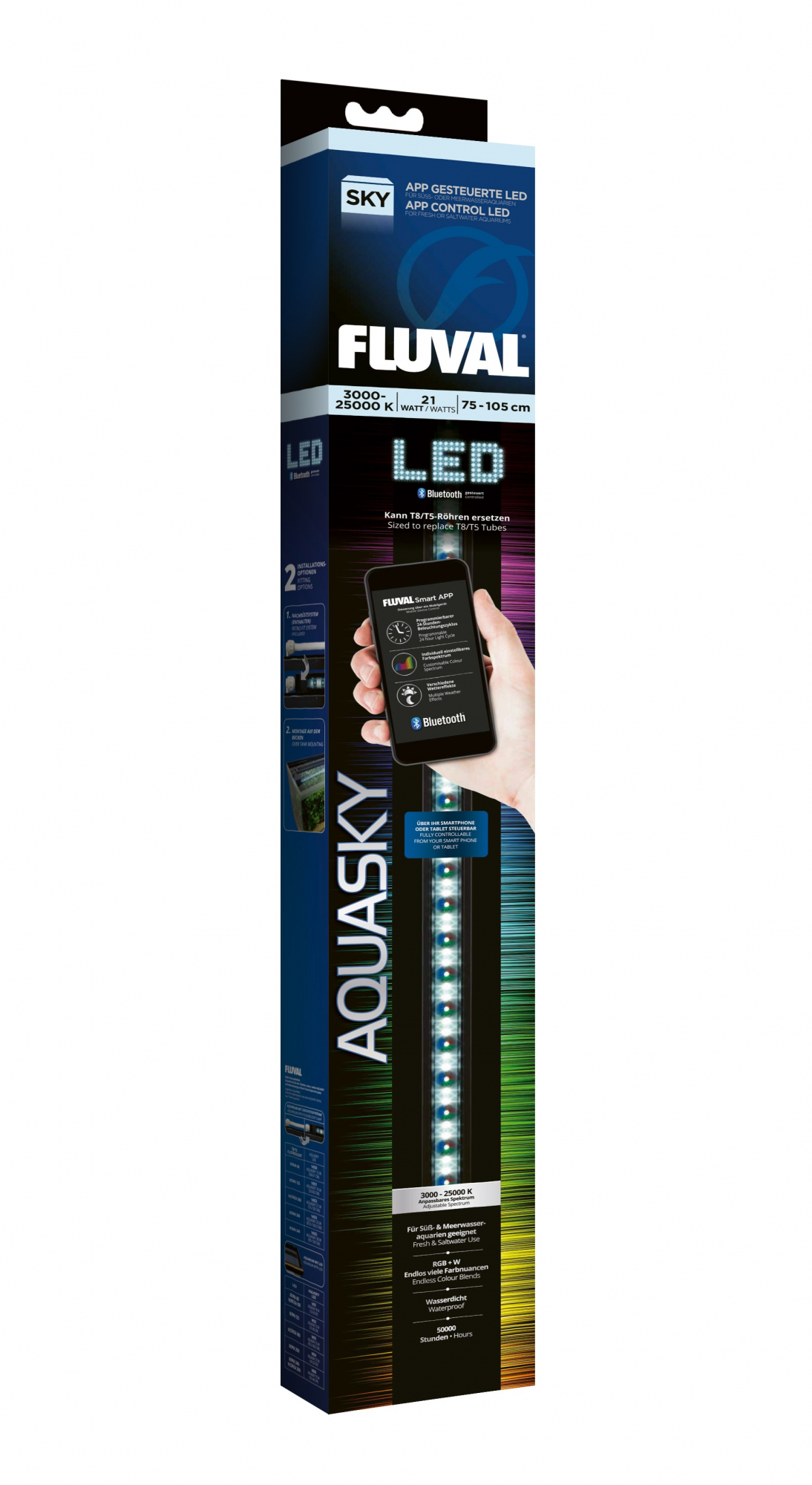 Fluval Aquasky LED 2.0 Bluetooth Iluminação LED para aquário