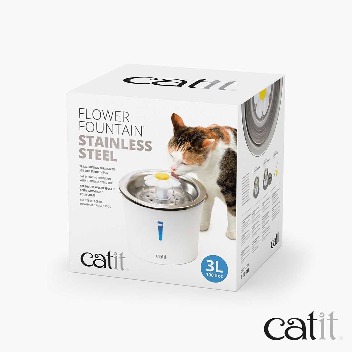 Catit Flower Fountain Inox - 3L - Trinkbrunnen für Hunde und Katzen