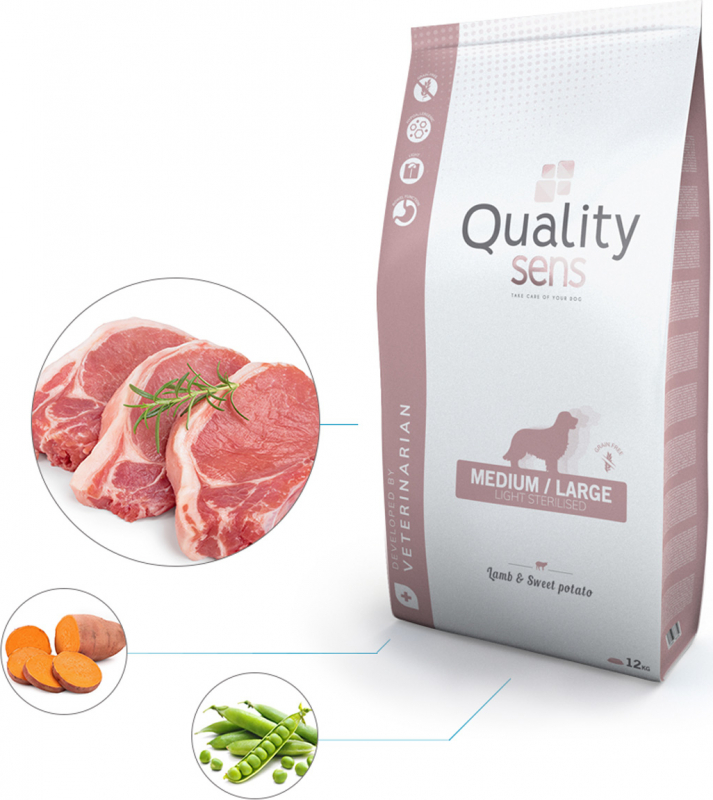 QUALITY SENS Grain Free Lamb Light/Sterilised Medium & Large