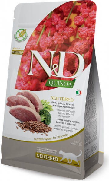 FARMINA N&D Quinoa brócolos, espargos e pato para gato esterilizado - 1.5 kg