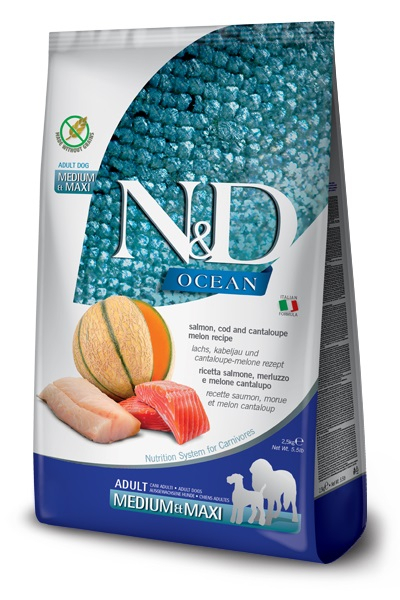 FARMINA N&D Ocean Salmone, merluzzo e melone per cani adulti medium/maxi