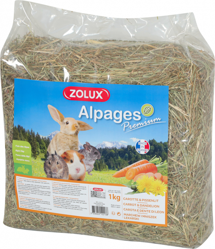 Foin des Alpages premium Zolux à la carotte et au pissenlit