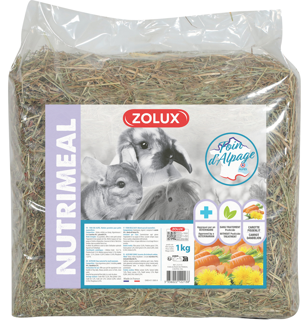 Zolux Premium Alpine Hay con carota e dente di leone