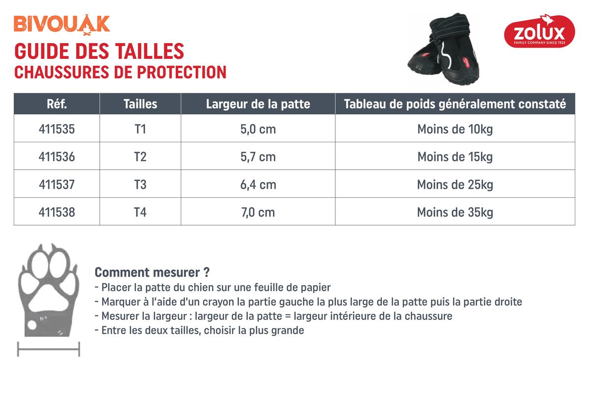 Guide des tailles chaussures Bivouak